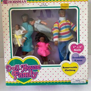 VTG 1993 Horsman Doll House Family Black African American Mom Dad 3 Kids NEW